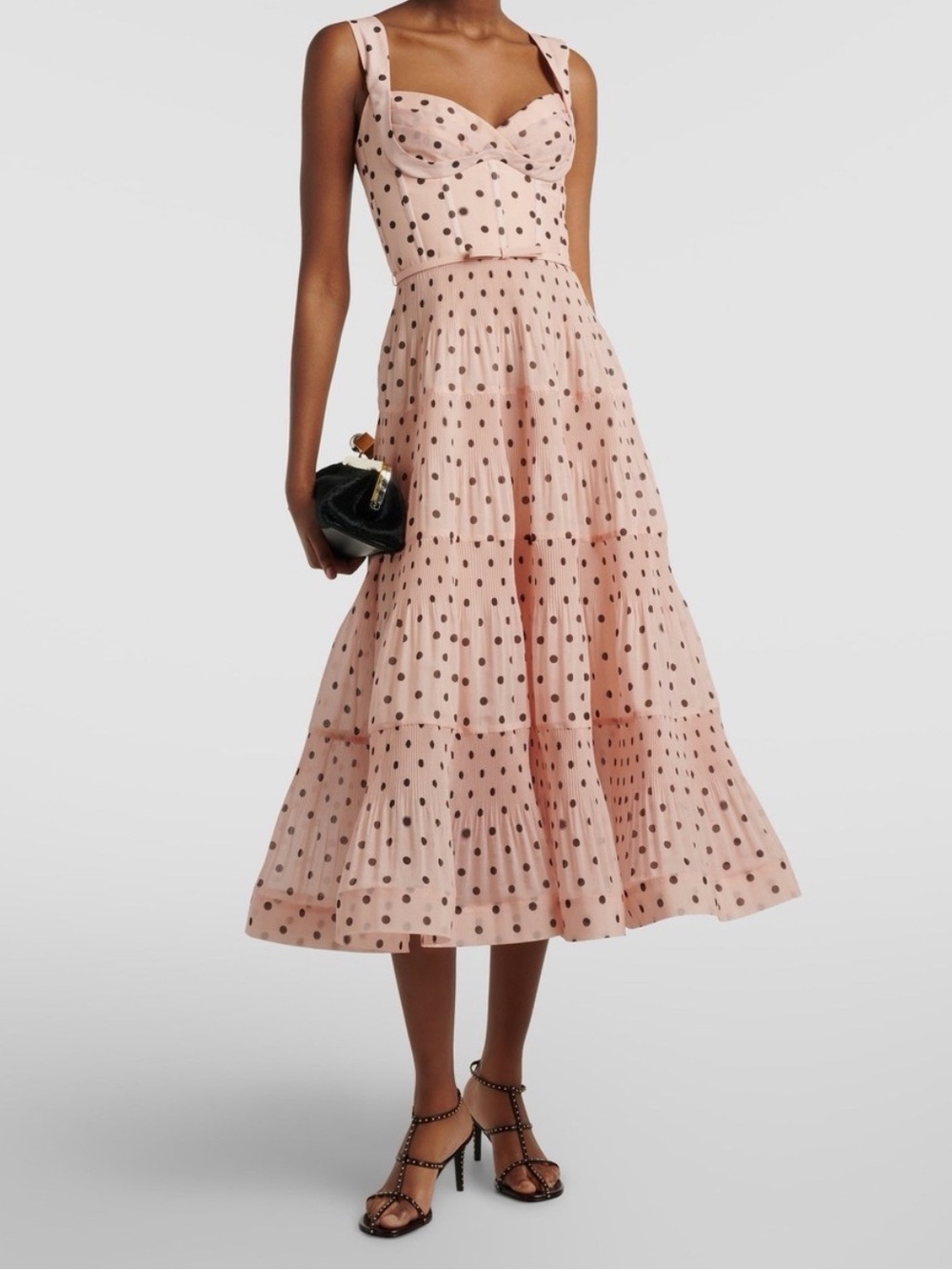 Zimmermann Pink Polka Dot Tiered Sundress with Black Dots